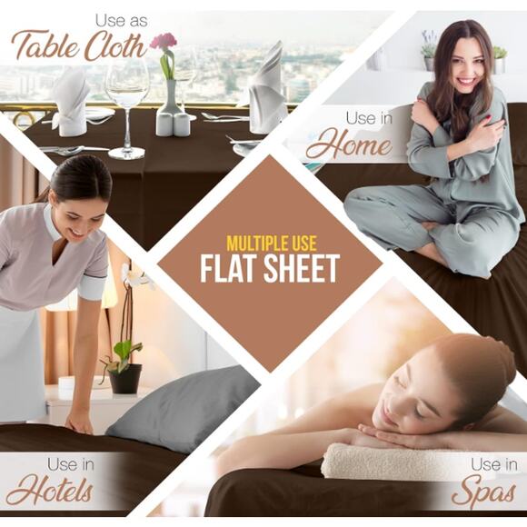 Utopia Bedding Flat Sheet - King Size Top Sheet, 1 Flat Sheet Only- Brown - Picture 3 of 4